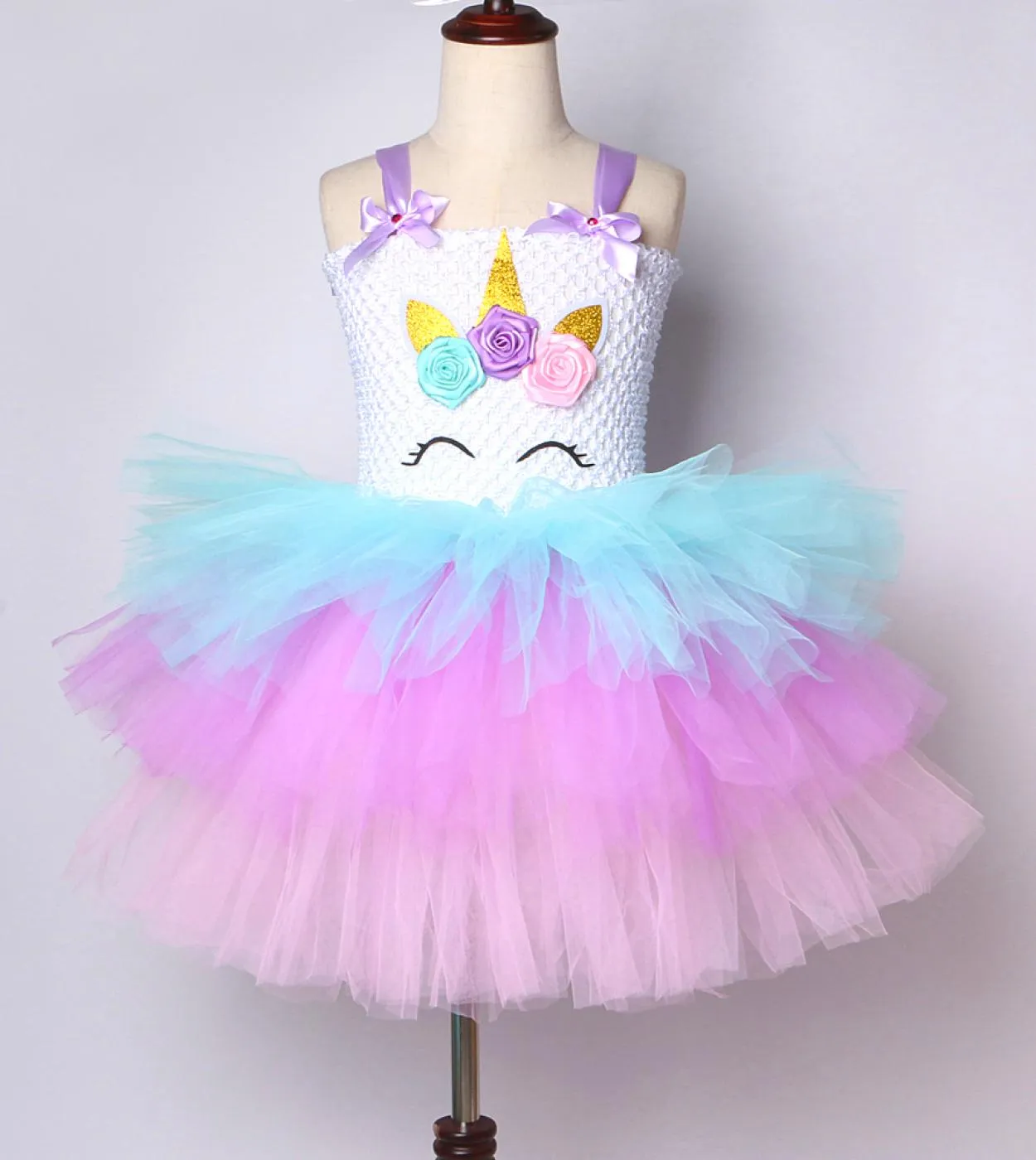 3 strati Lol Surprise Princess Dress For Girls Costume da unicorno di Halloween Abiti a strati per compleanno per bambini con fi