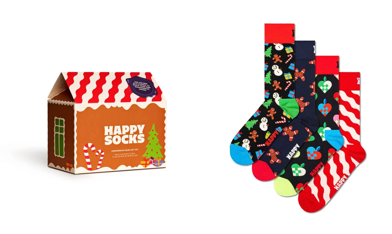 4 PACK GINGERBREAD HOUSE SOCKS GIFT SET