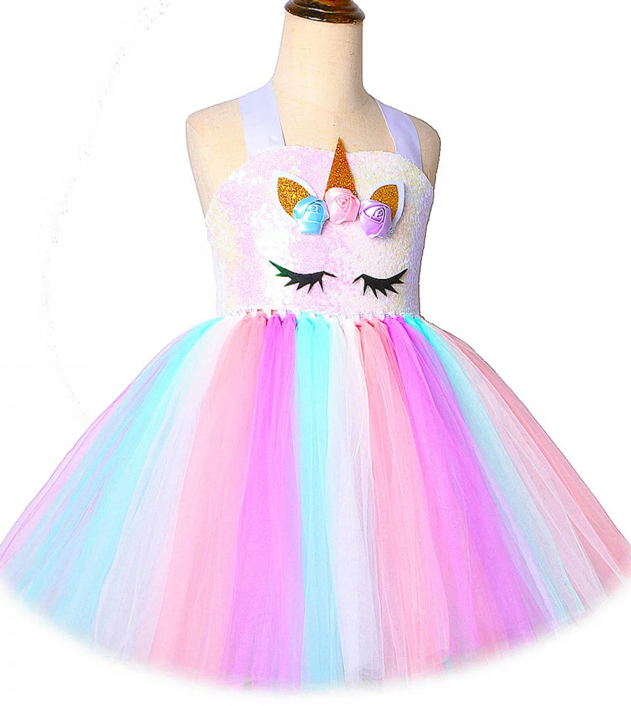 Abiti da principessa unicorno con paillettes per ragazze Abiti da tutu per il compleanno Costume di Natale di Halloween per la f