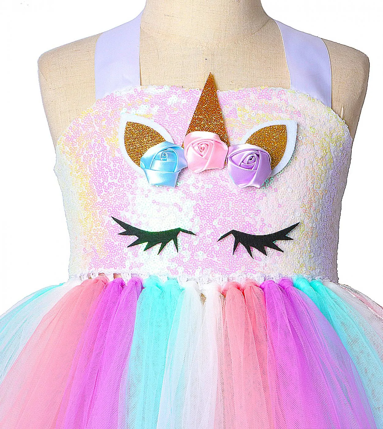 Abiti da principessa unicorno con paillettes per ragazze Abiti da tutu per il compleanno Costume di Natale di Halloween per la f