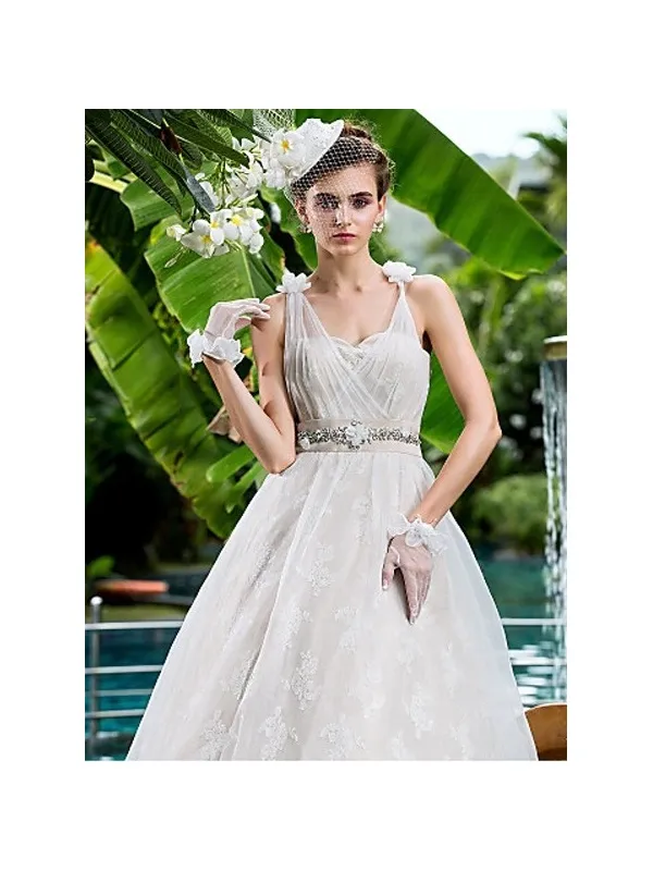 Abito da sposa A-line avorio e champagne chiaro