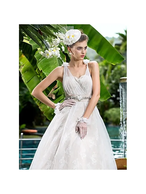 Abito da sposa A-line avorio e champagne chiaro