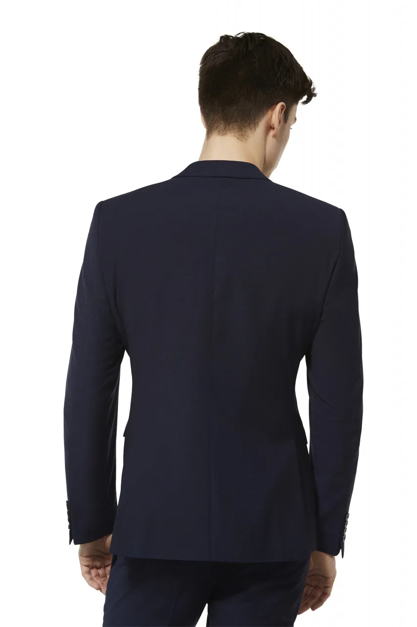 Abito digel slim fit misto poliestere stretch blu micro disegno operato