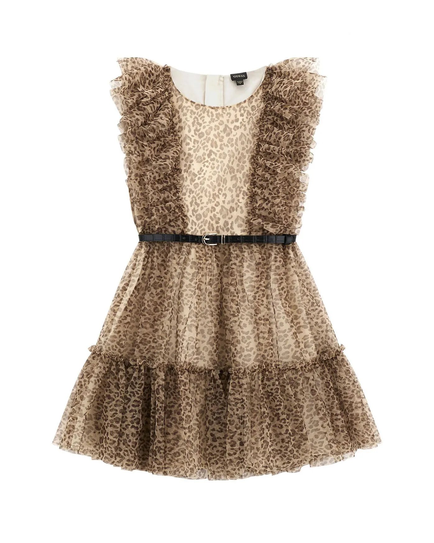 Abito fit and flare animalier in tulle senza maniche con cinturino 4-12 anni