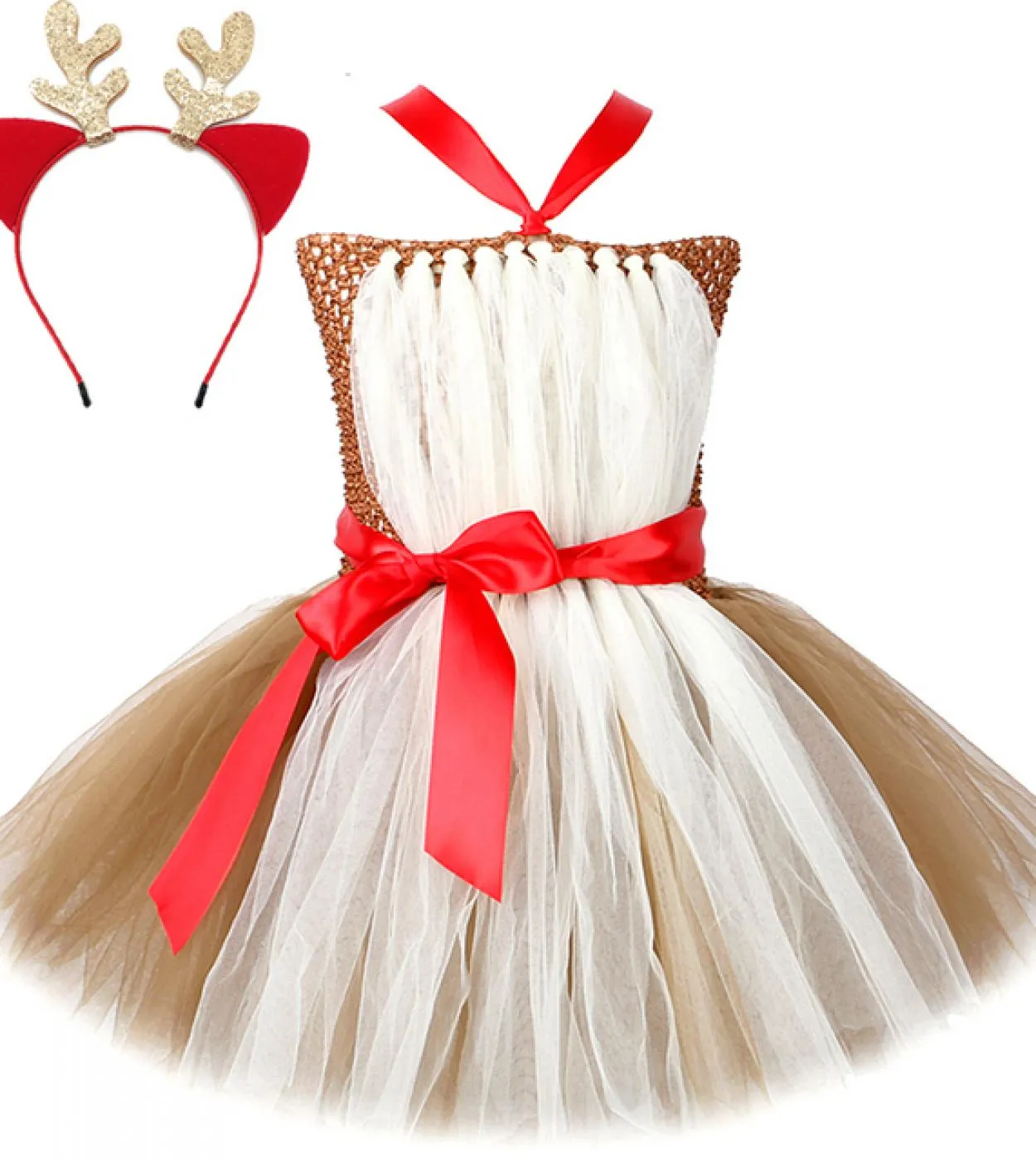 Abito Tutu di Natale per ragazze Cervo Cosutme per bambini Festa di compleanno Abiti da principessa Carnevale di Halloween Bambi