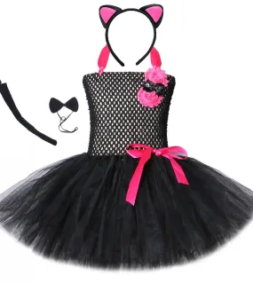 Abito Tutu Gatto Nero Per Neonate Costume Di Halloween Di Natale Bambini Abiti Carini Animali Per Ragazza Panno Di Compleanno De