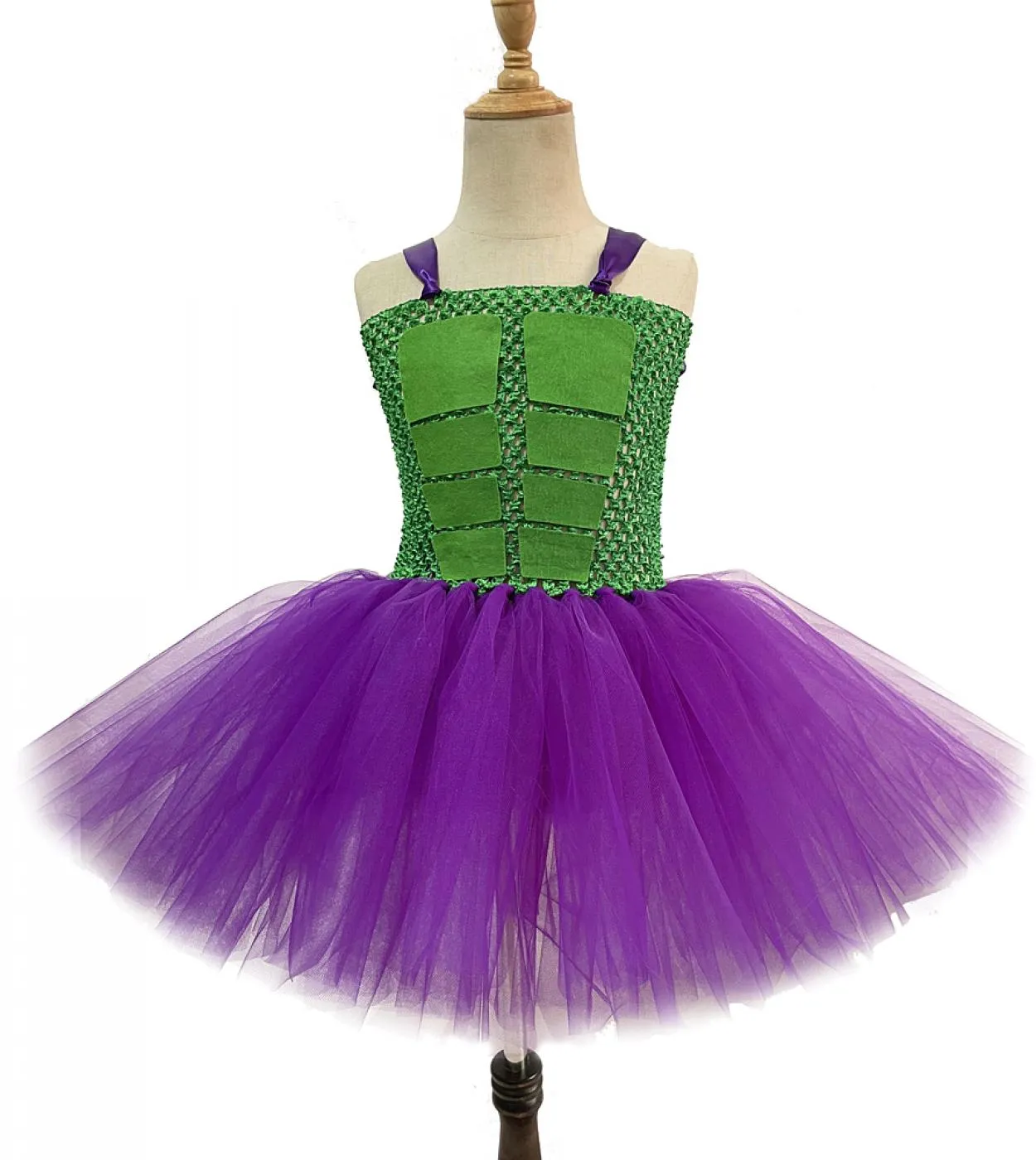 Abito tutu verde Hulk per neonate Costume cosplay di Halloween per bambini Abiti da principessa supereroi Bambini Tulle Outfit