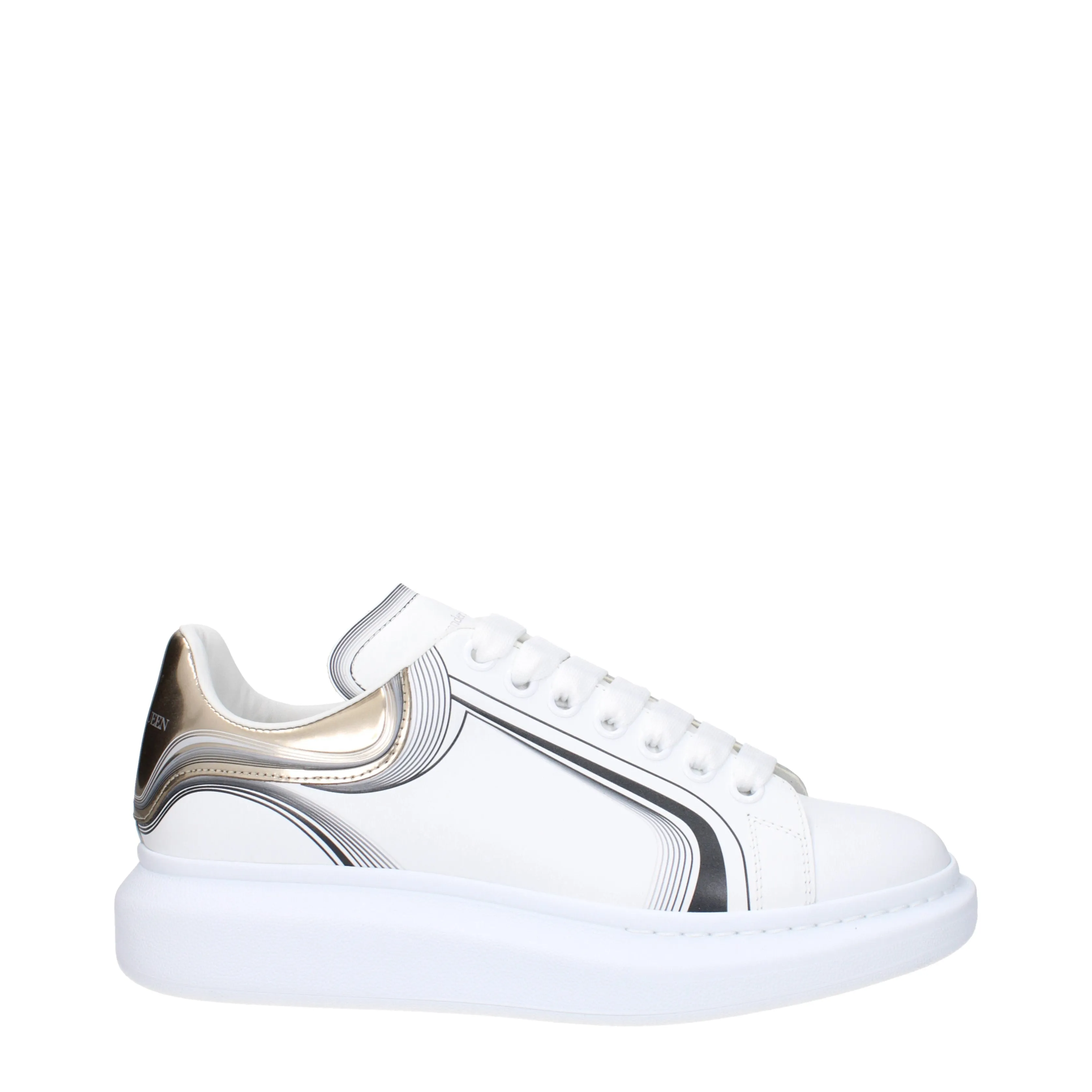 Alexander McQueen Sneakers Oversize Uomo Pelle Bianco/Oro