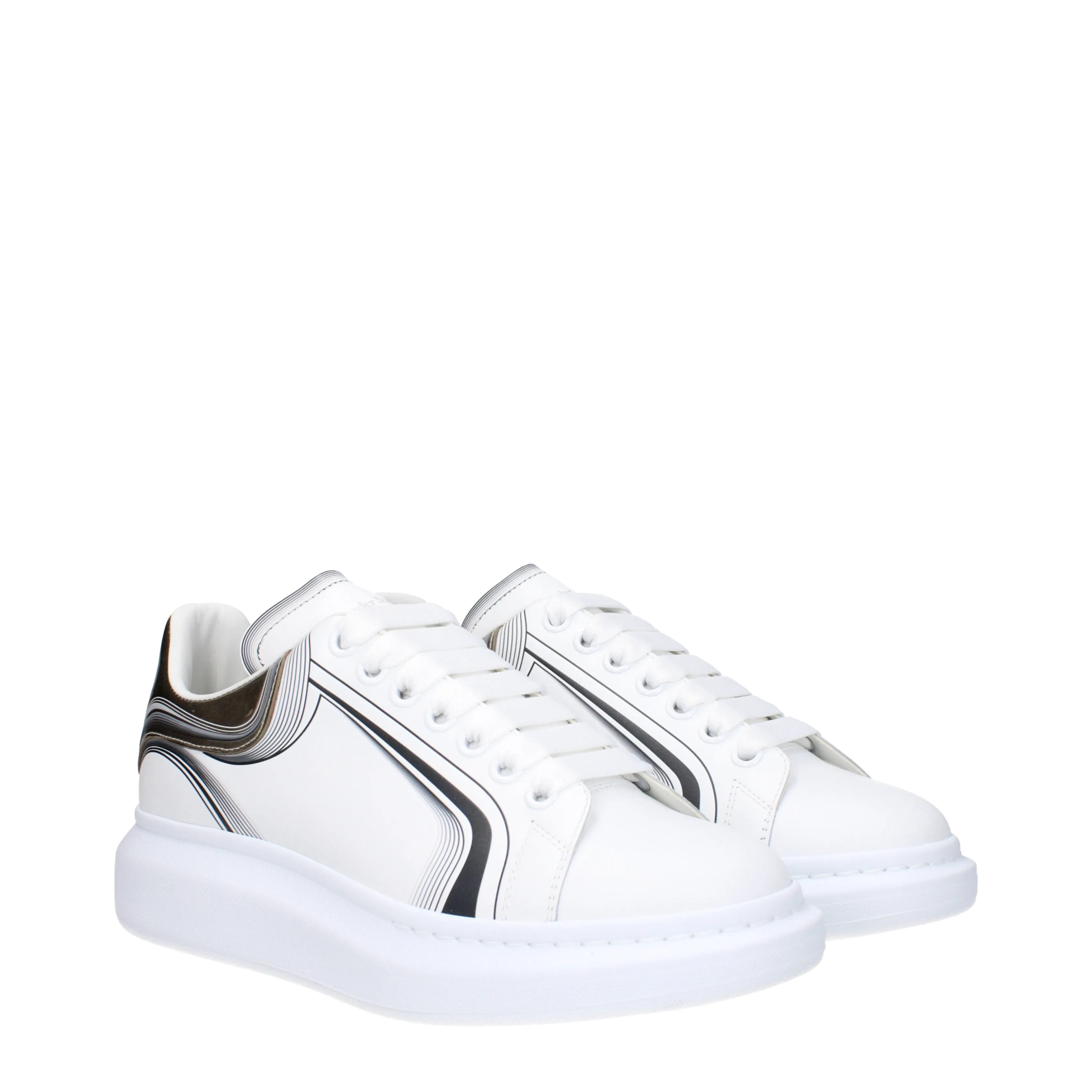 Alexander McQueen Sneakers Oversize Uomo Pelle Bianco/Oro