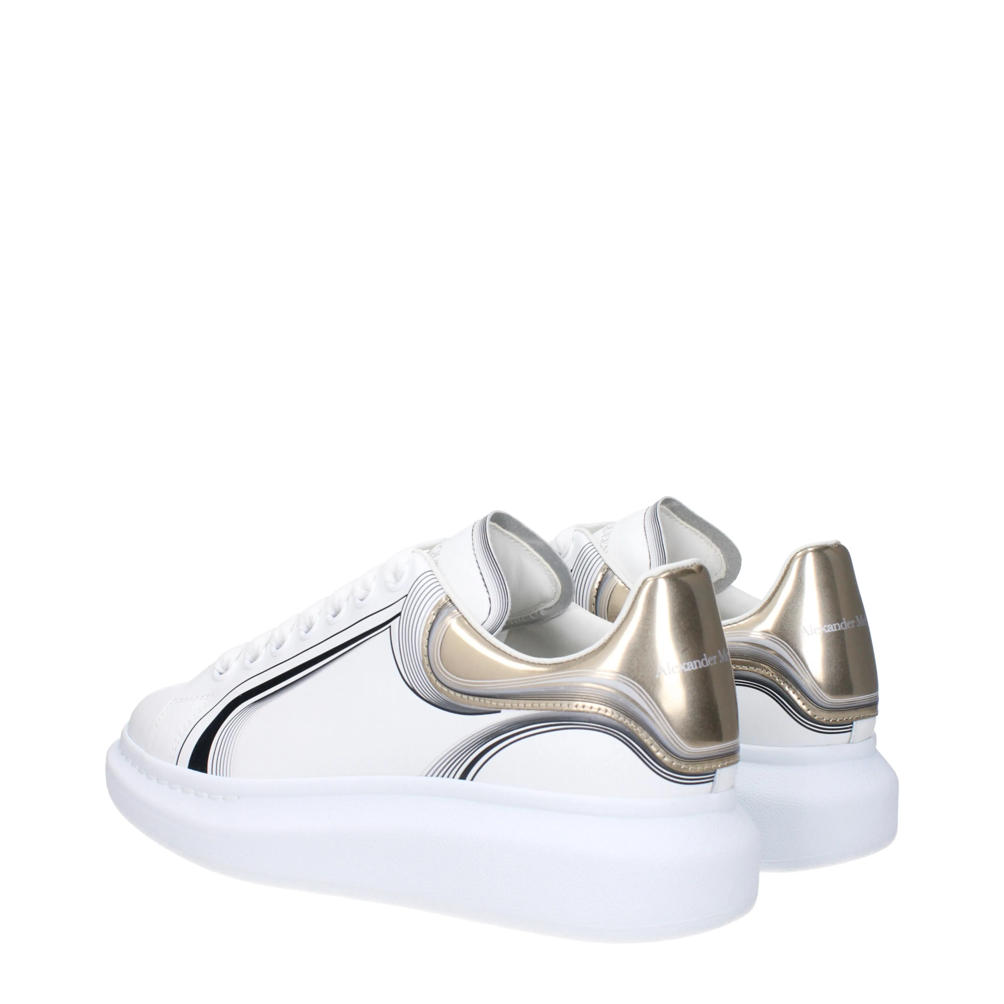 Alexander McQueen Sneakers Oversize Uomo Pelle Bianco/Oro