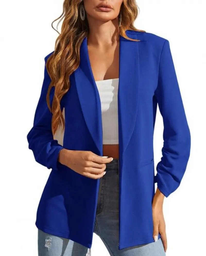 Blazer da donna autunnale maniche lunghe tasche tinta unita da lavoro in ufficio bavero monopetto con abbottonatura cardigan gia