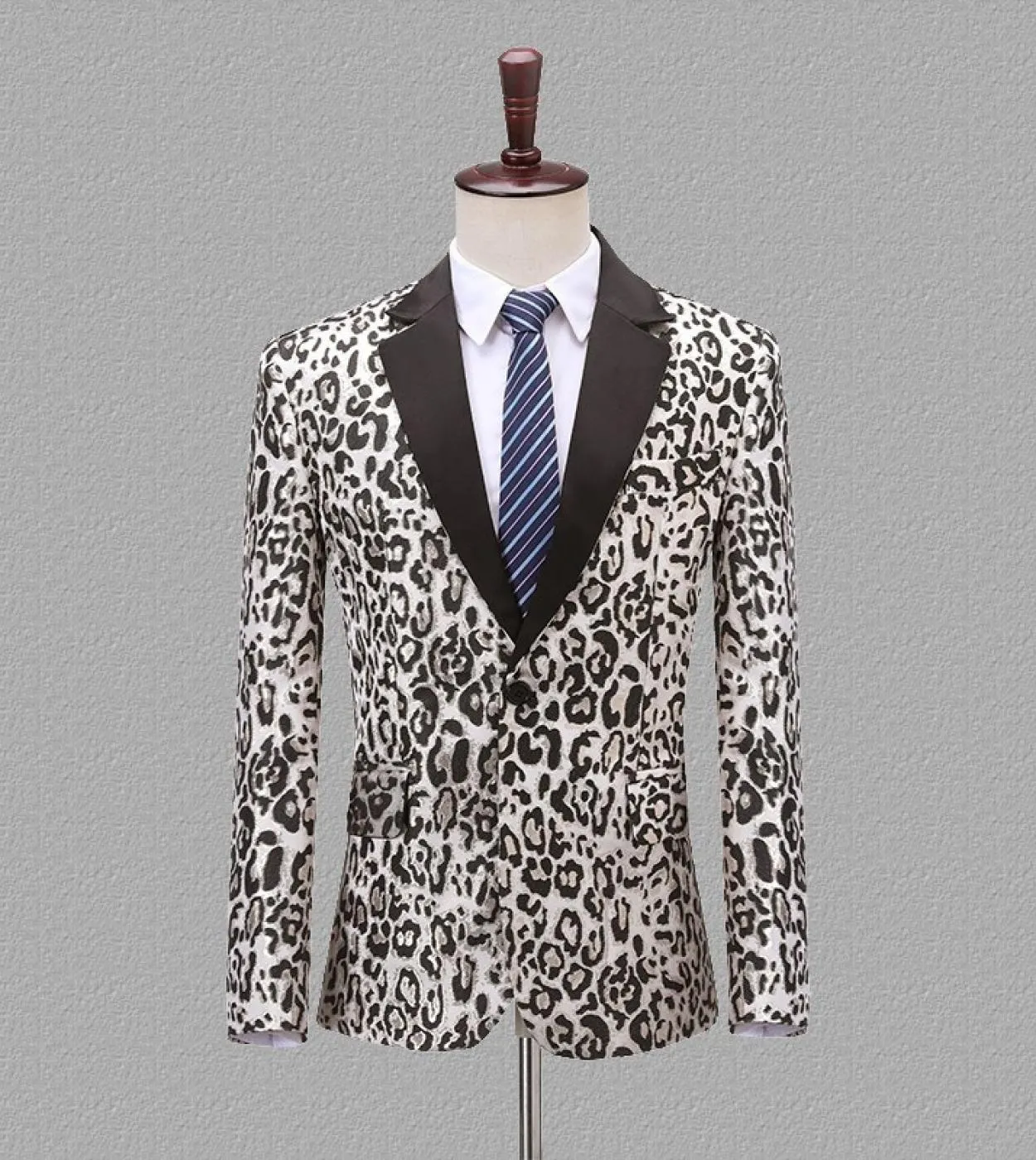 Blazer jacquard moda motivo pied de poule leopardato per uomo giacca blazer casual da uomo Slim Fit Bar Dj banchetto Prom Blaze