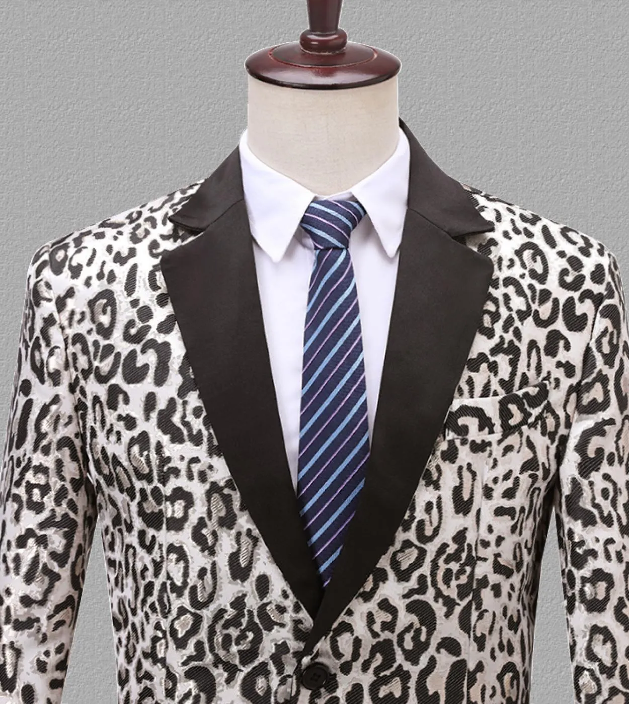 Blazer jacquard moda motivo pied de poule leopardato per uomo giacca blazer casual da uomo Slim Fit Bar Dj banchetto Prom Blaze