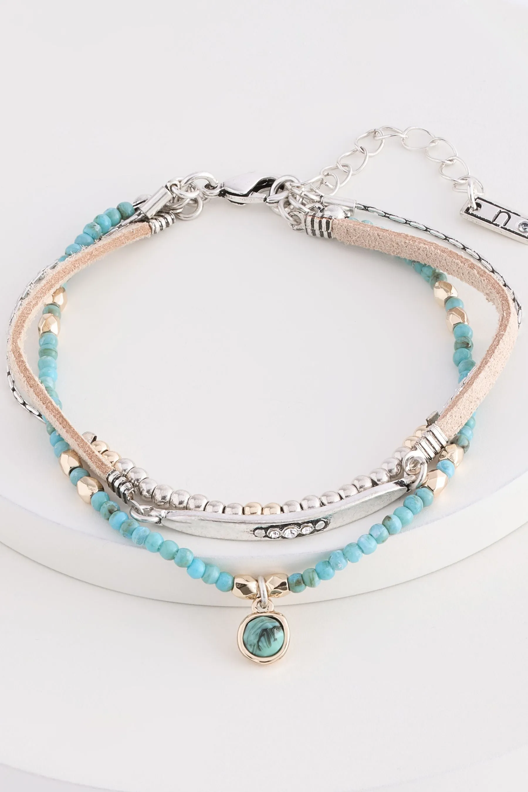 Blu  - Braccialetto boho con perline