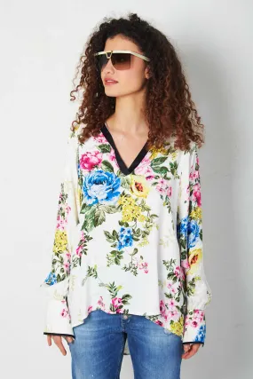 BLUGIRL Blusa in raso jacquard a fiori