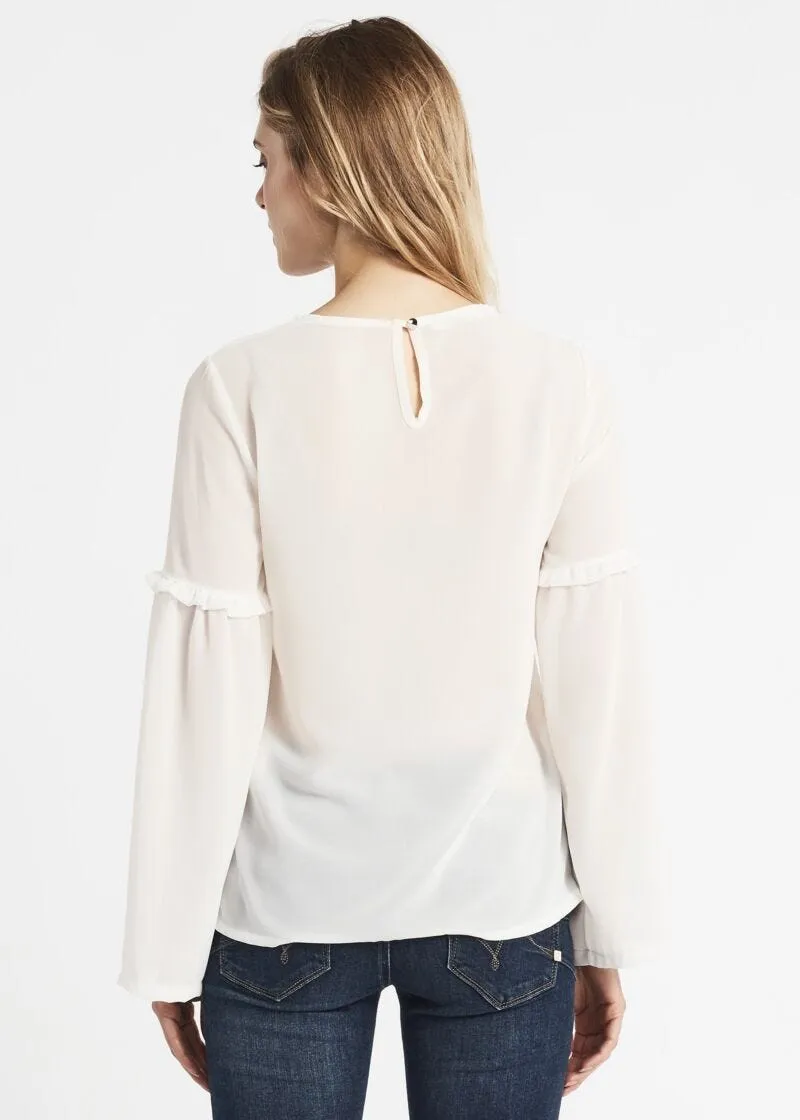 Blusa girocollo in georgette