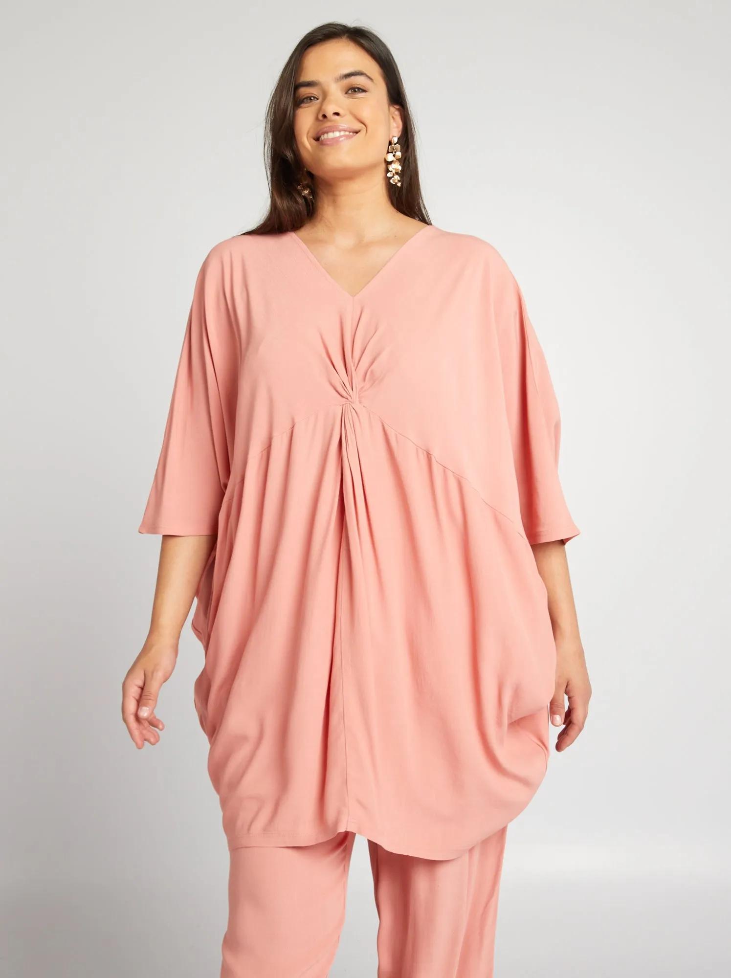 Blusa in tessuto effetto crêpe - ROSA