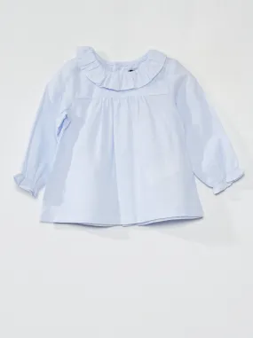 Blusa in voile di cotone - BLU