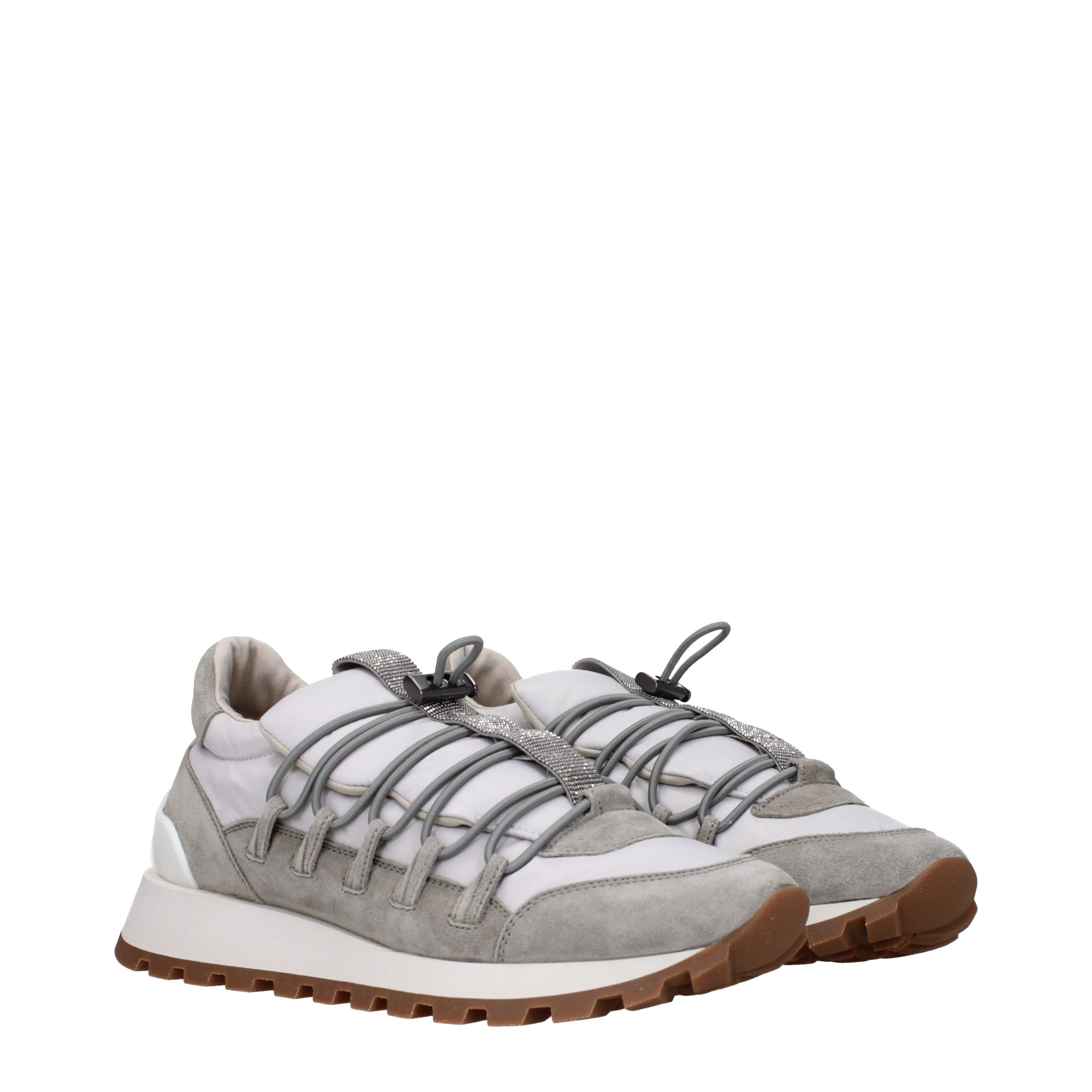 Brunello Cucinelli Sneakers Donna Tessuto Grigio