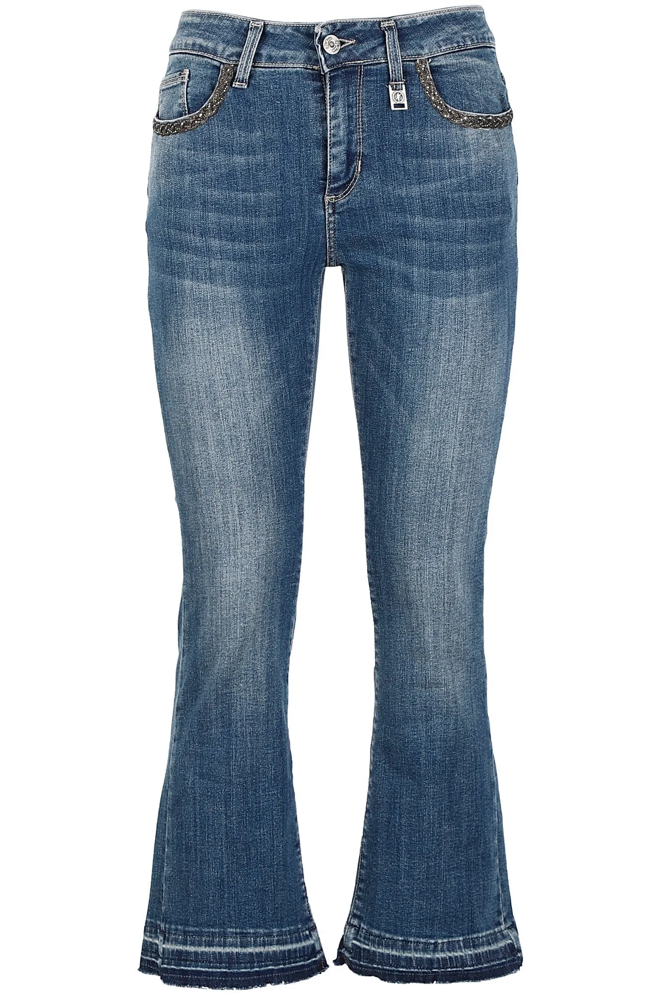 CafèNoir Jeans W Cropped Flare with applications on the pockets C7JJ0041 B007