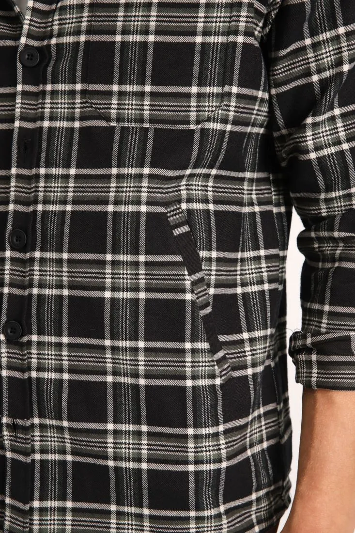 Camicia a quadretti in cotone con taschini applicati