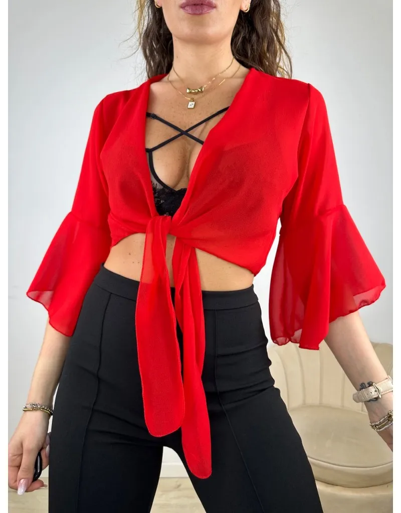 CAMICIA CROP FLES ROSSO