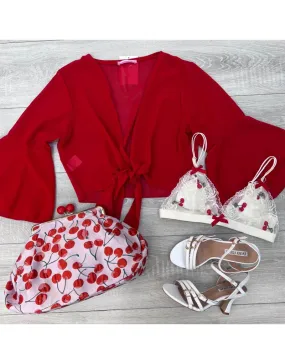 CAMICIA CROP FLES ROSSO