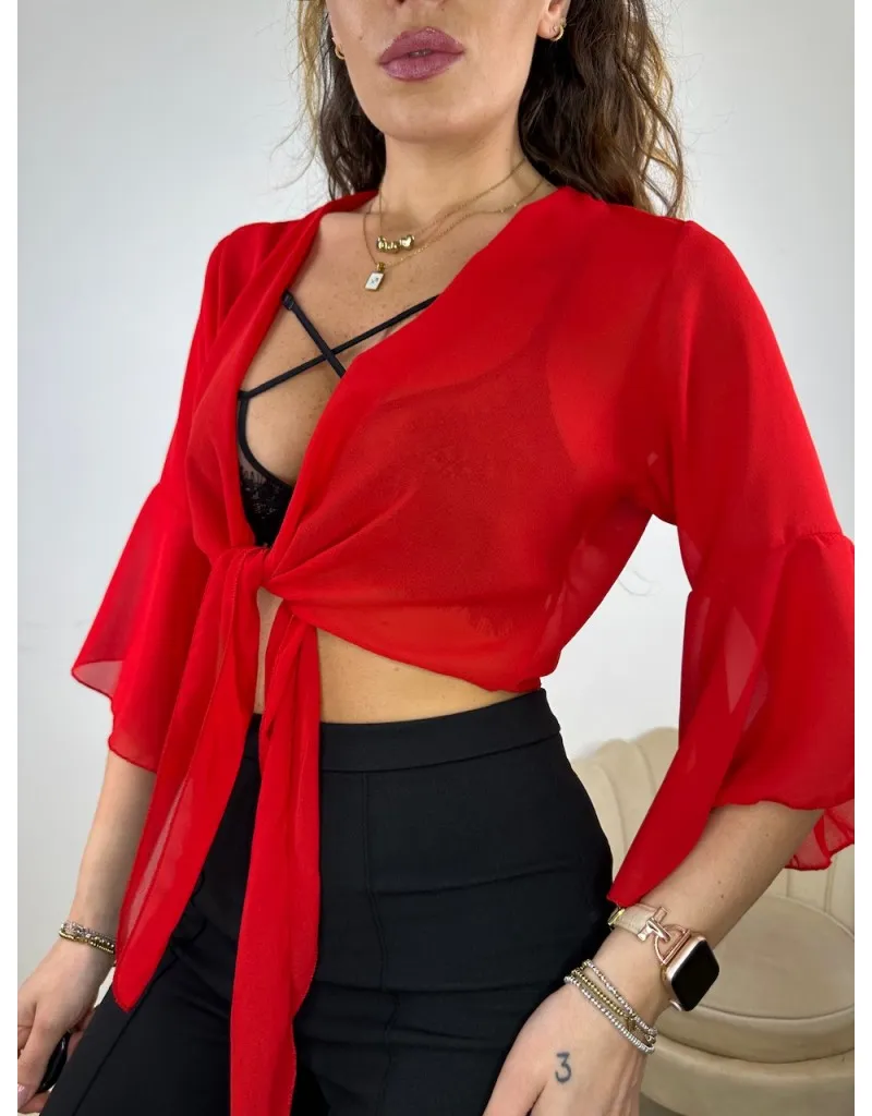 CAMICIA CROP FLES ROSSO