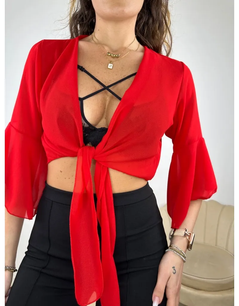 CAMICIA CROP FLES ROSSO