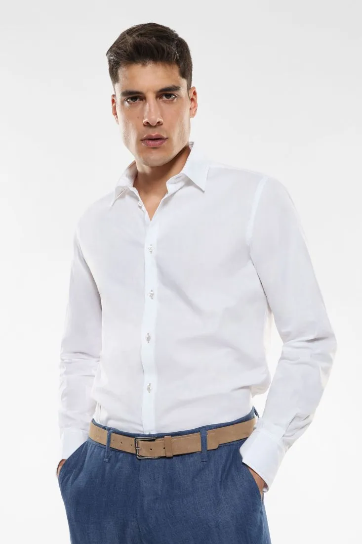 Camicia in puro cotone con righino a contrasto