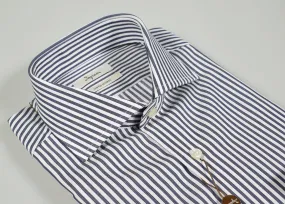 Camicia ingram slim fit a righe blu scuro puro cotone doppio ritorto