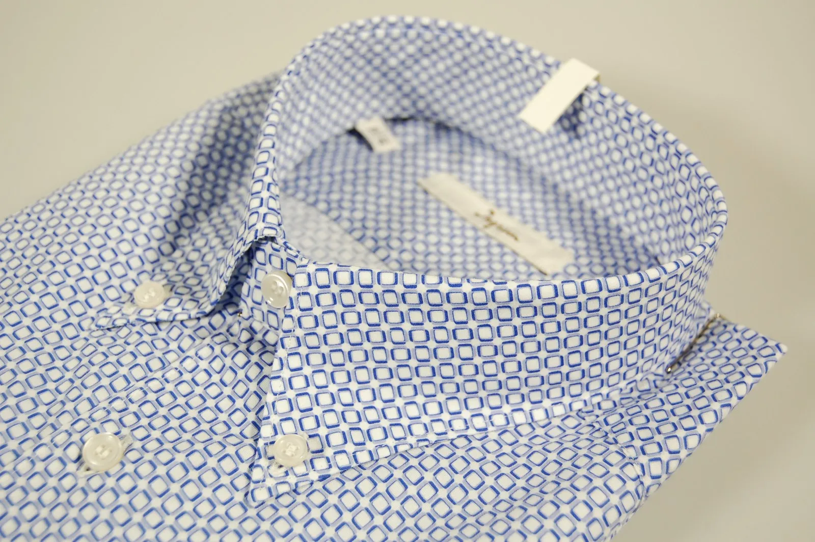 Camicia ingram stampa azzurra collo button down