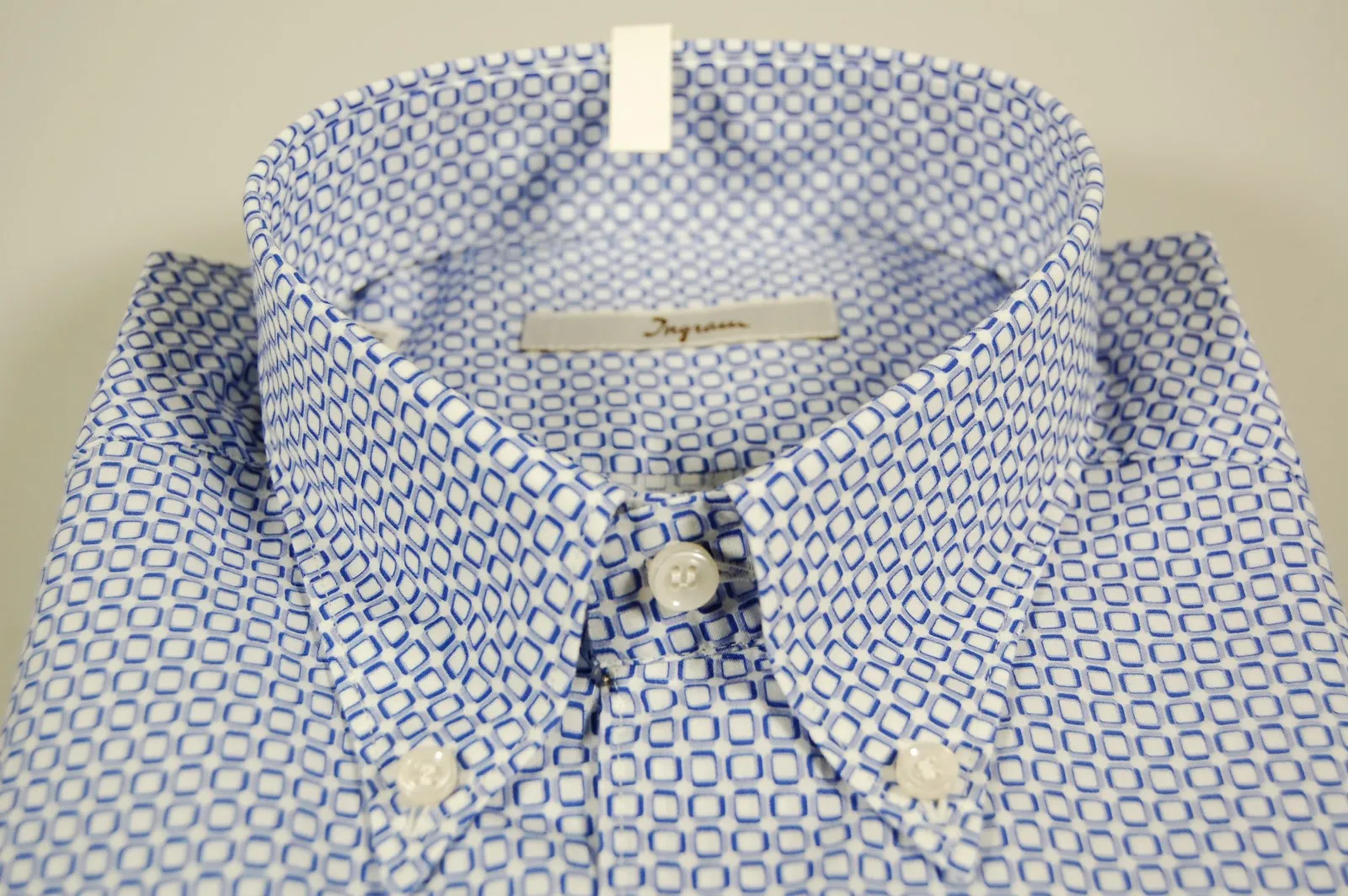 Camicia ingram stampa azzurra collo button down