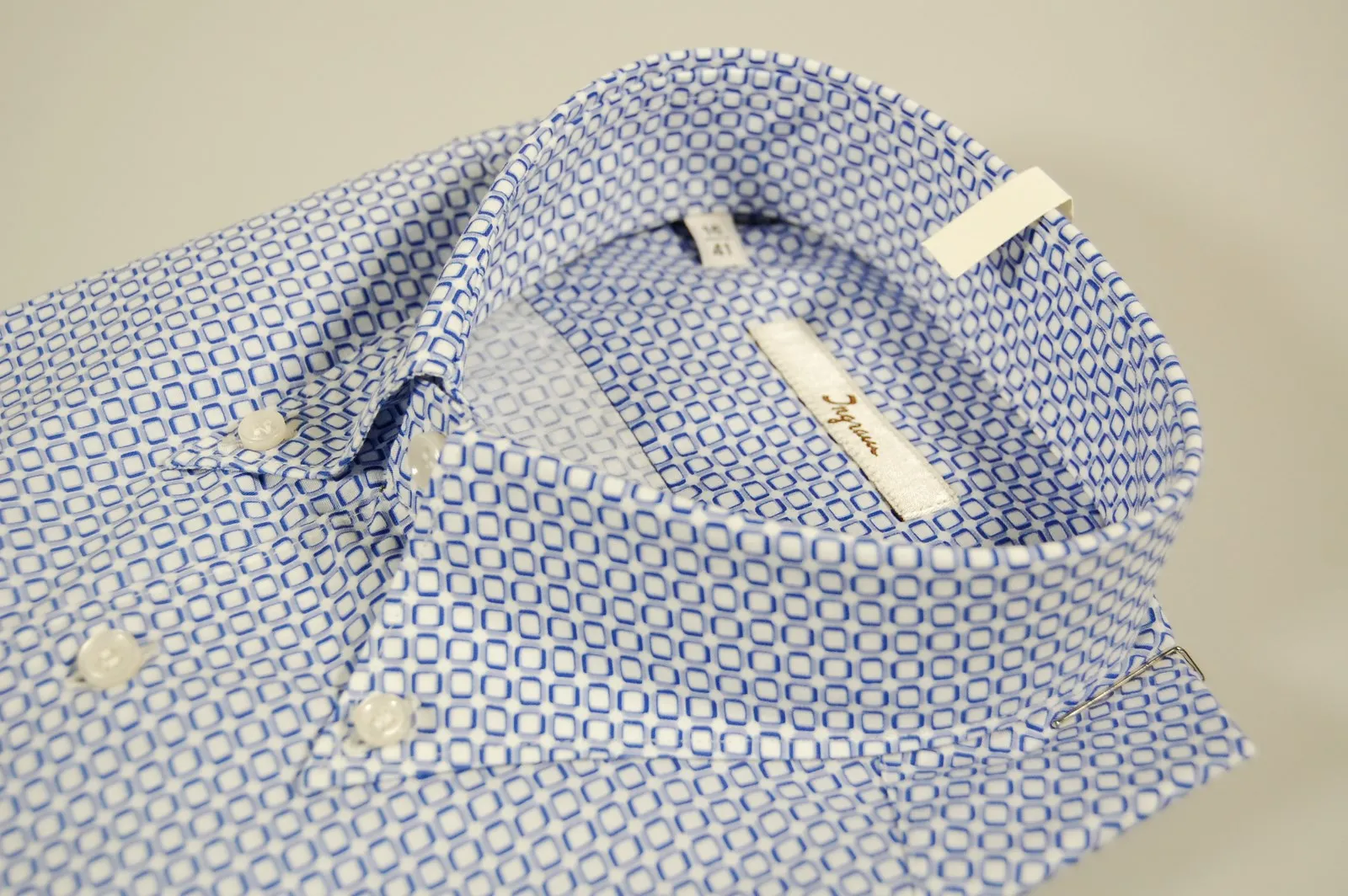 Camicia ingram stampa azzurra collo button down