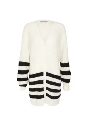 Cardigan bianco con righe nere