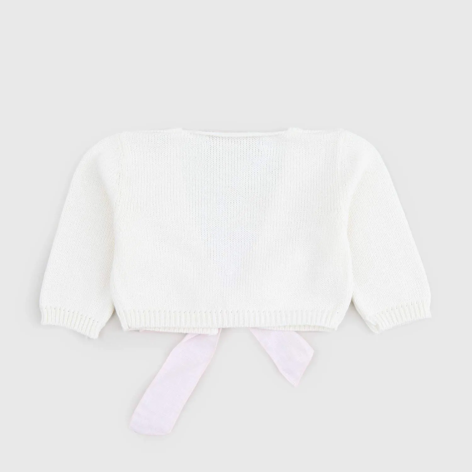 Cardigan Bianco Fiocco Rosa Neonata