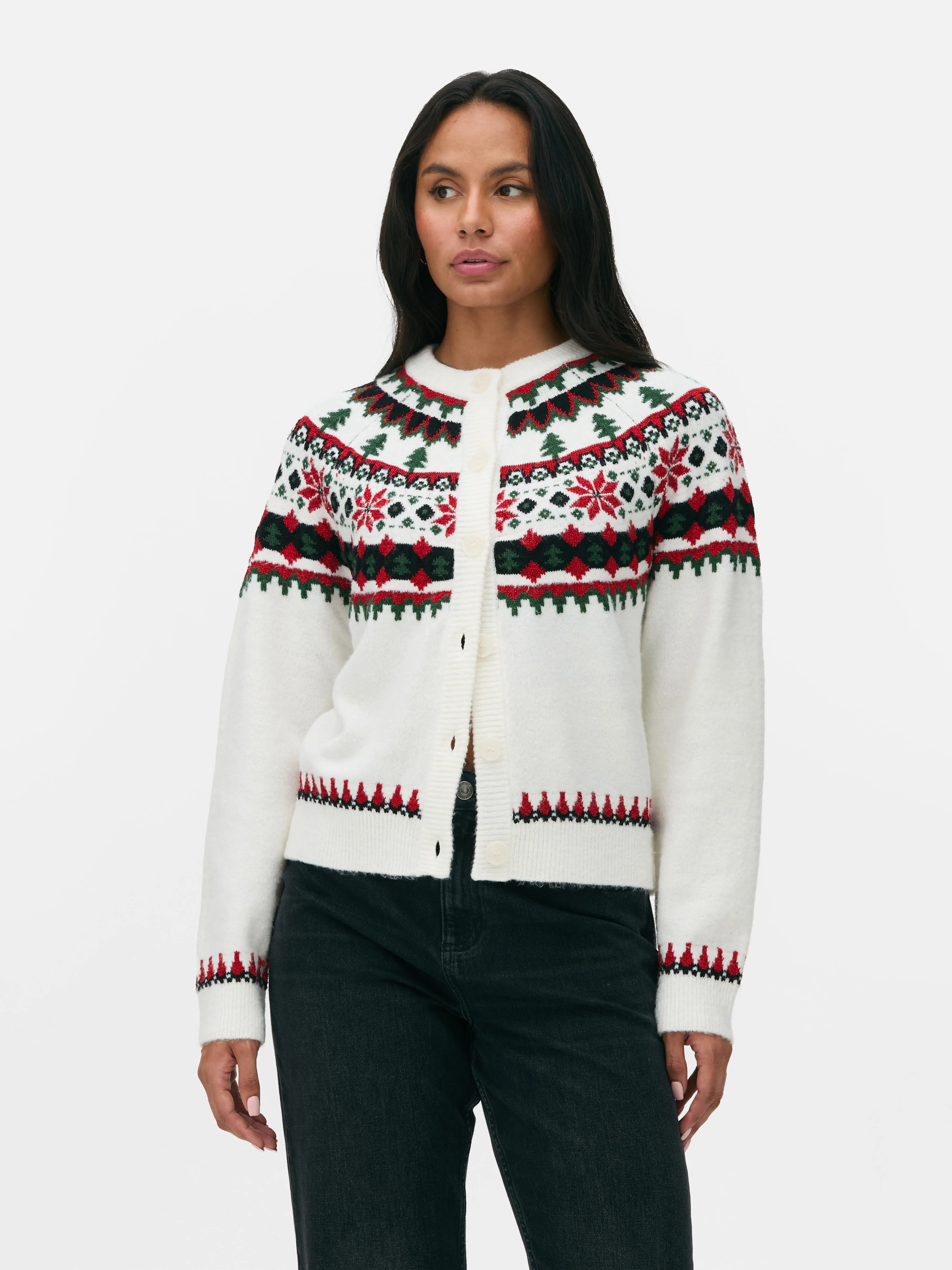 Cardigan natalizio da donna Fair Isle