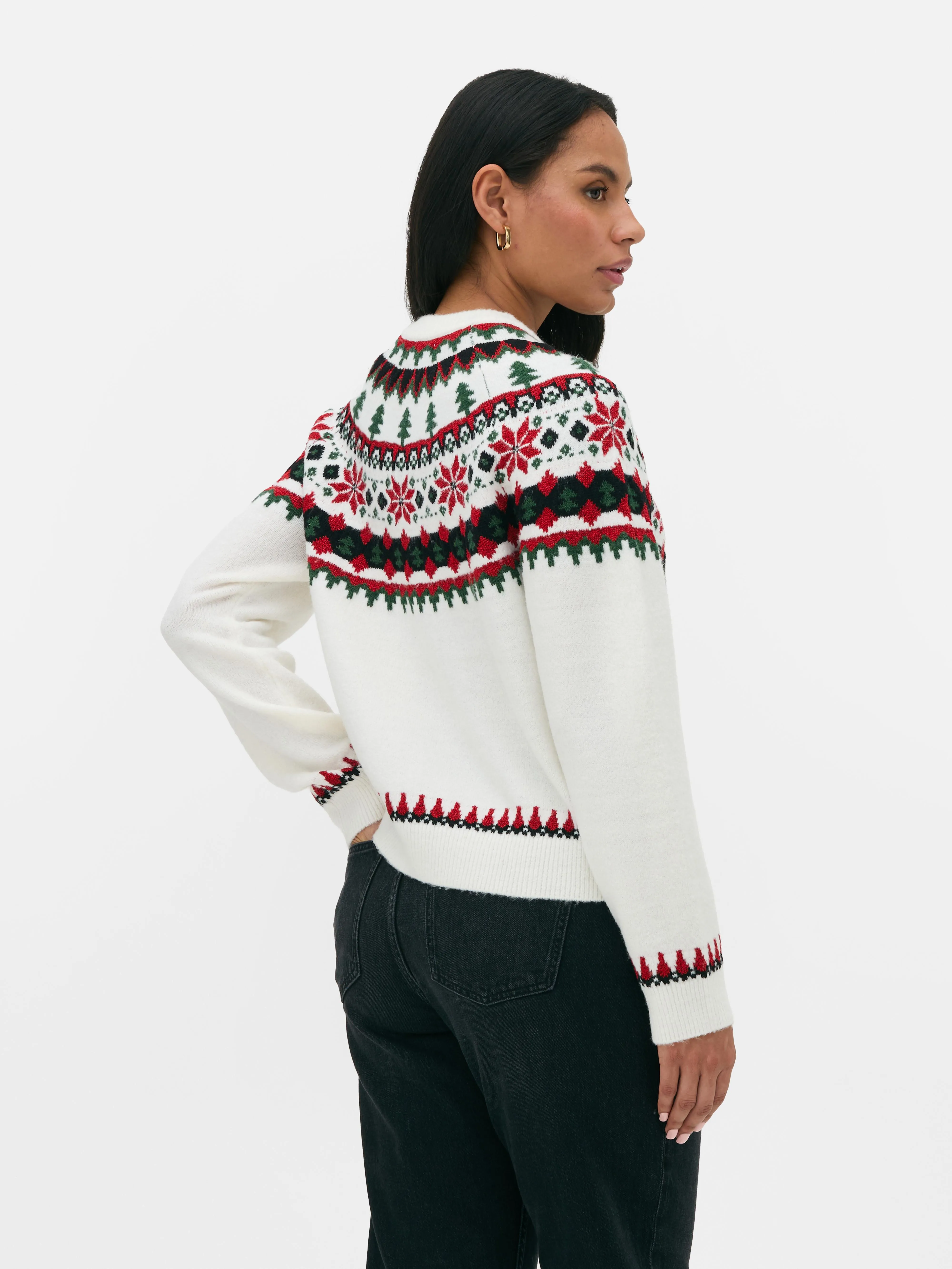 Cardigan natalizio da donna Fair Isle