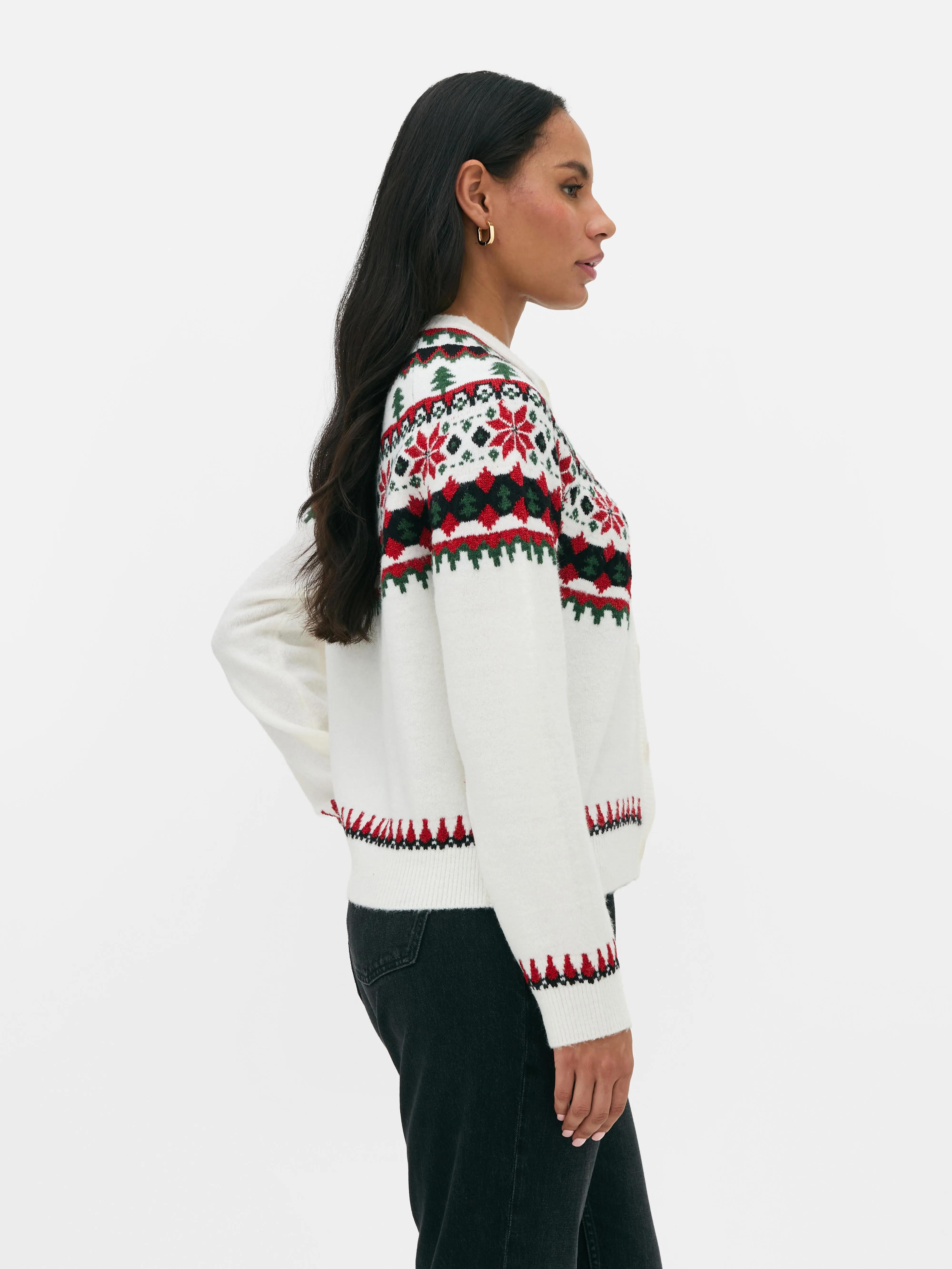 Cardigan natalizio da donna Fair Isle