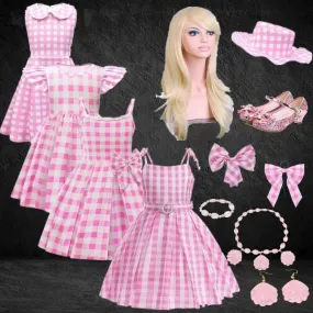 Costume da film per bambini Ragazze Cosplay Abito scozzese rosa Halloween Ragazza rosa vestire abiti da festa di carnevale per 3