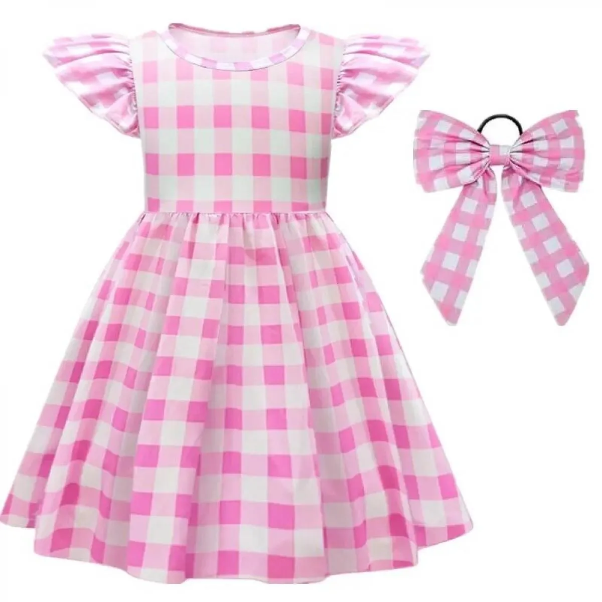 Costume da film per bambini Ragazze Cosplay Abito scozzese rosa Halloween Ragazza rosa vestire abiti da festa di carnevale per 3