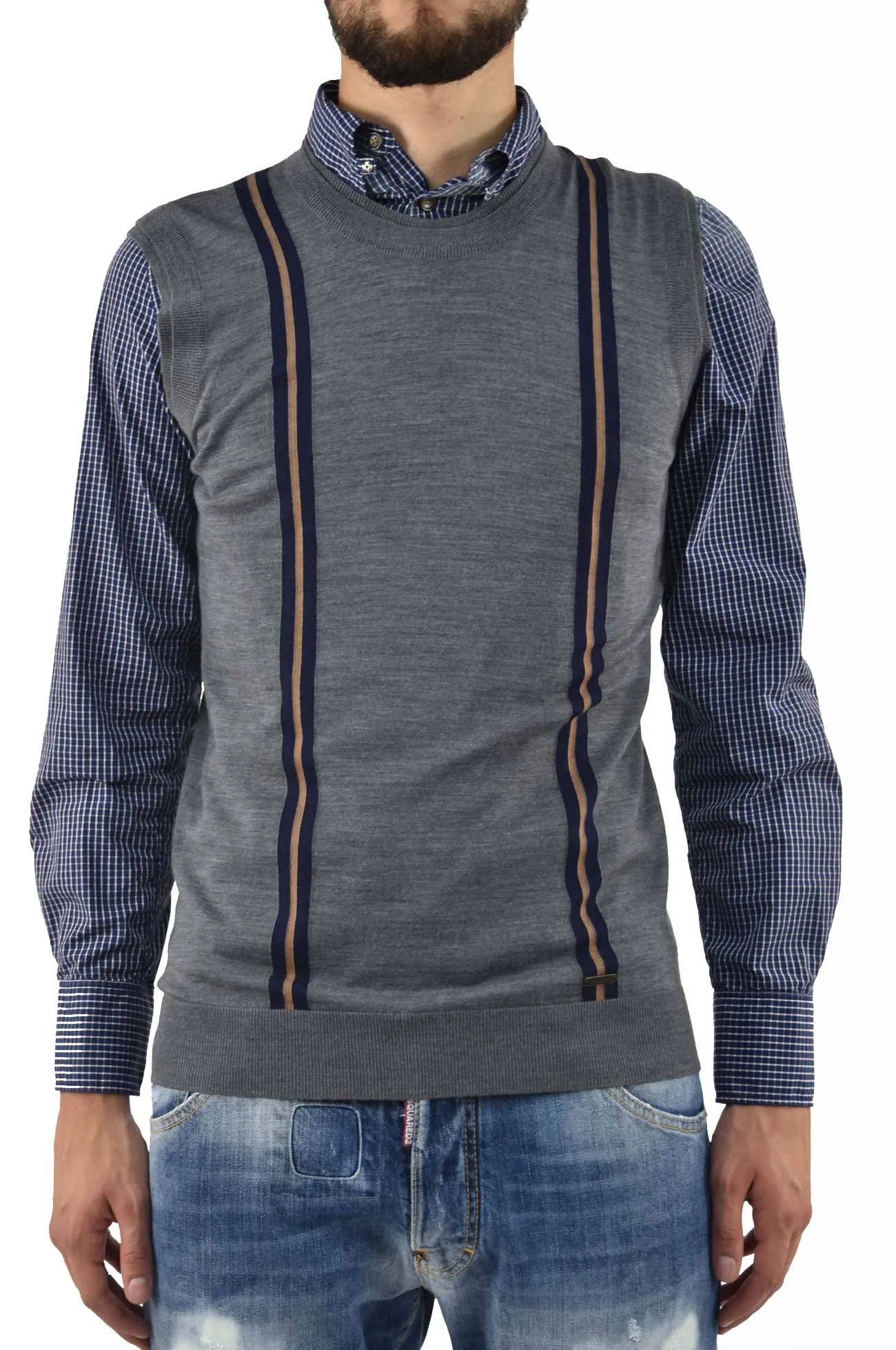 Dsquared2 Gilet Grigio Uomo Lana Mod.S74HA0466S14586002F