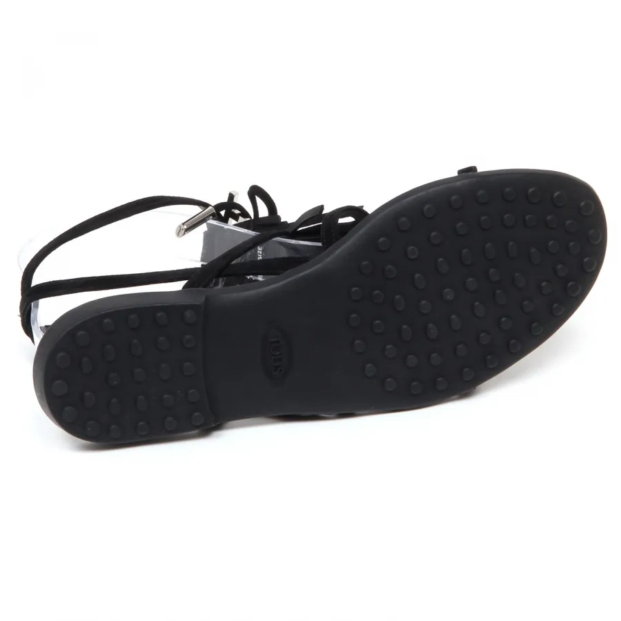 F0456 sandalo donna black TOD’S scarpe suede shoe sandal woman