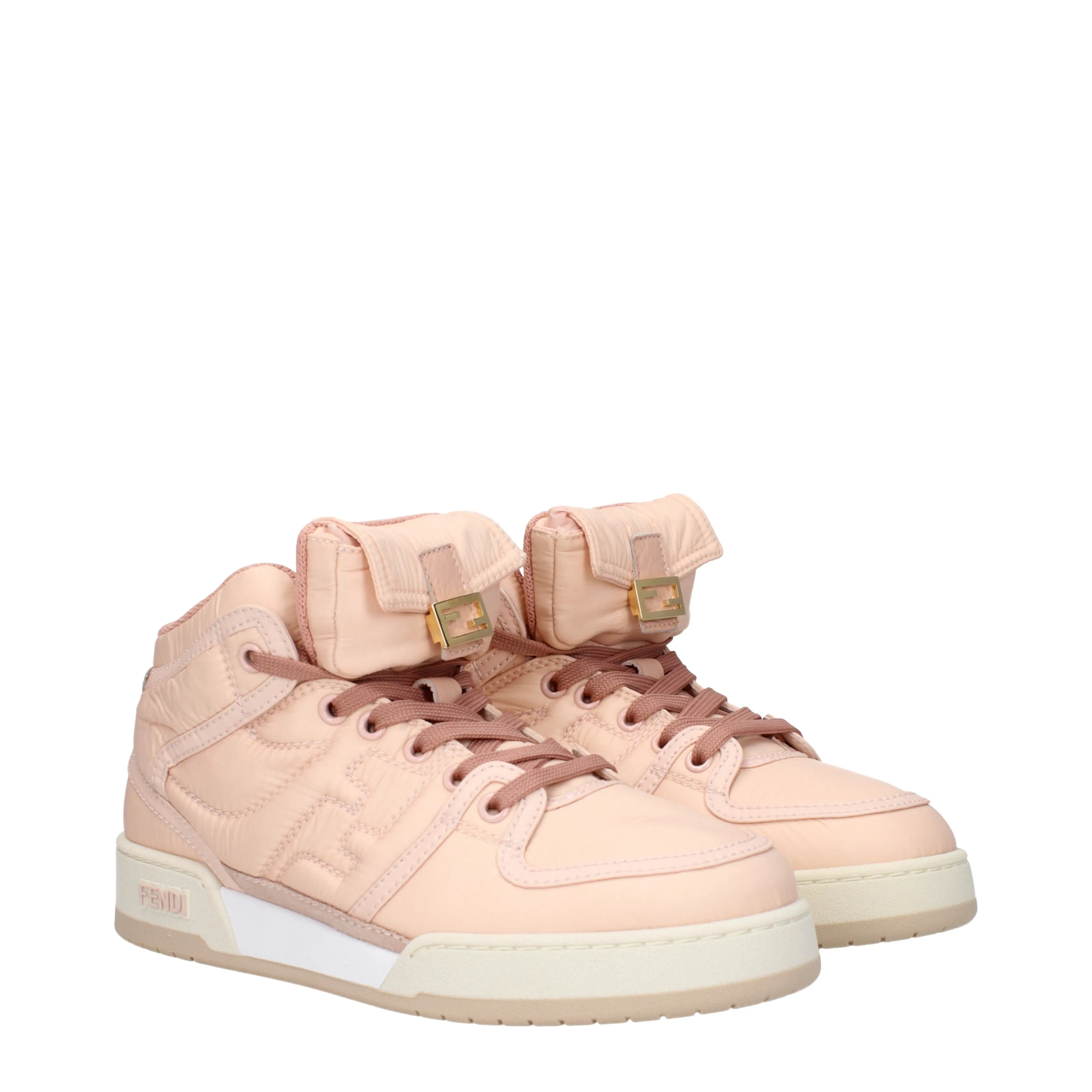 Fendi Sneakers Baguette Donna Nylon Rosa/Pesca