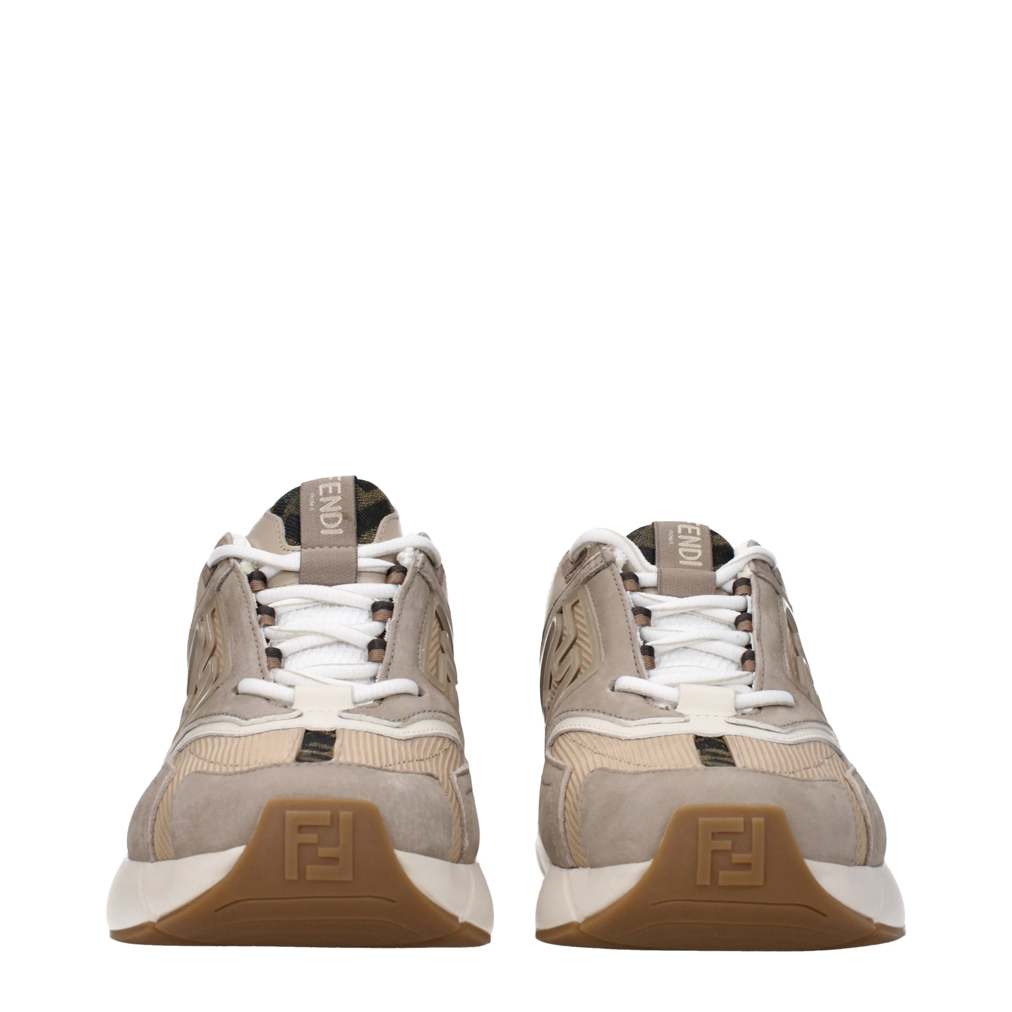 Fendi Sneakers Faster Uomo Tessuto Beige/Corda