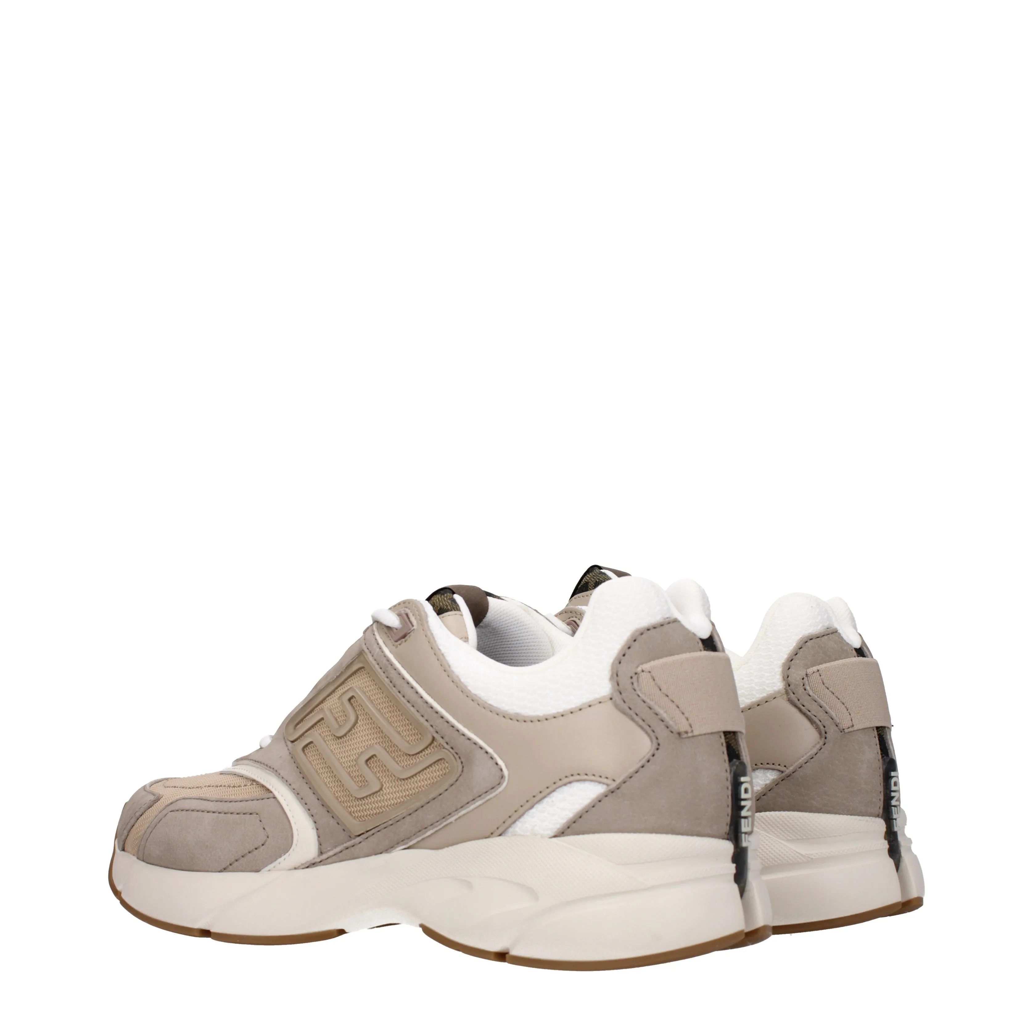 Fendi Sneakers Faster Uomo Tessuto Beige/Corda