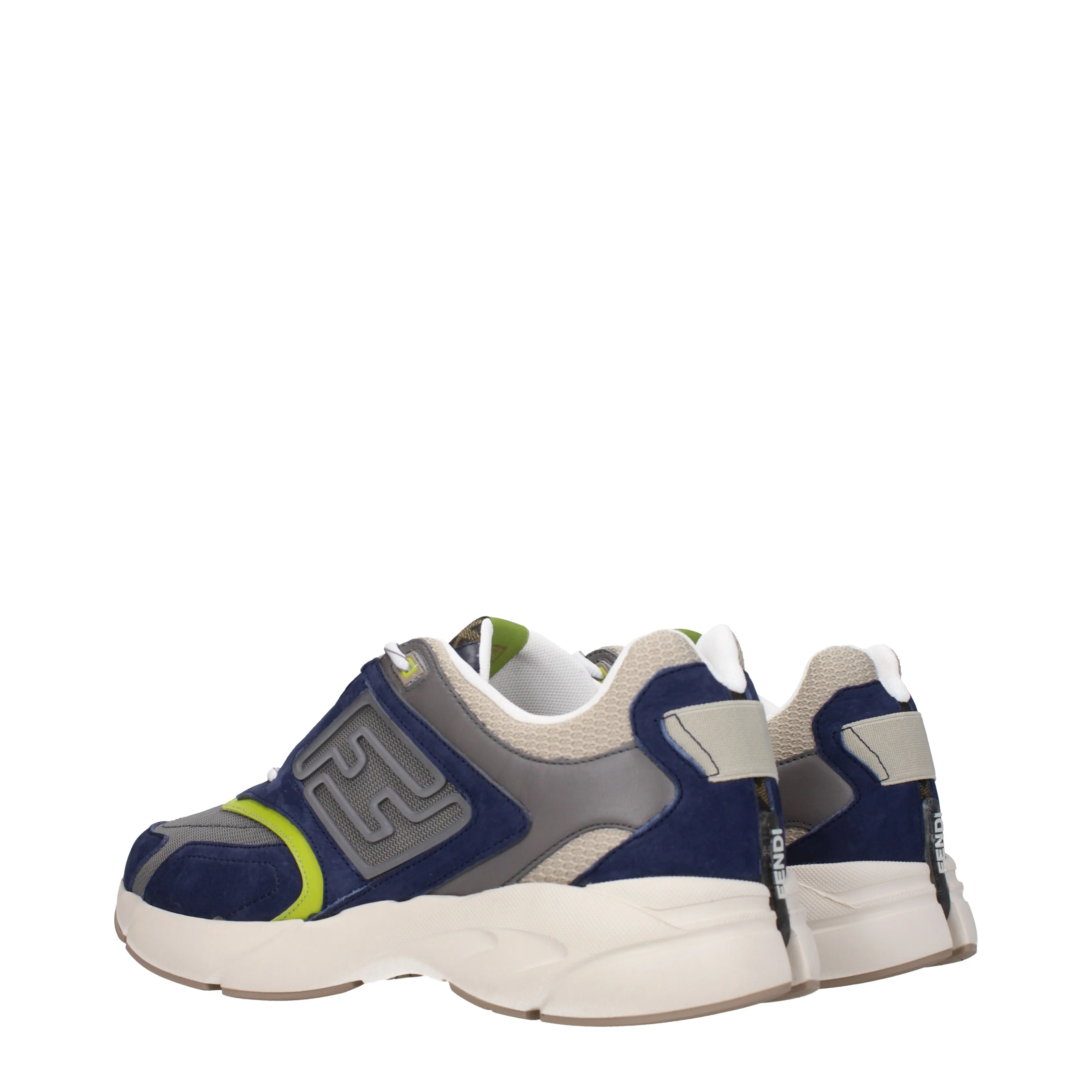 Fendi Sneakers Faster Uomo Tessuto Blu/Argilla