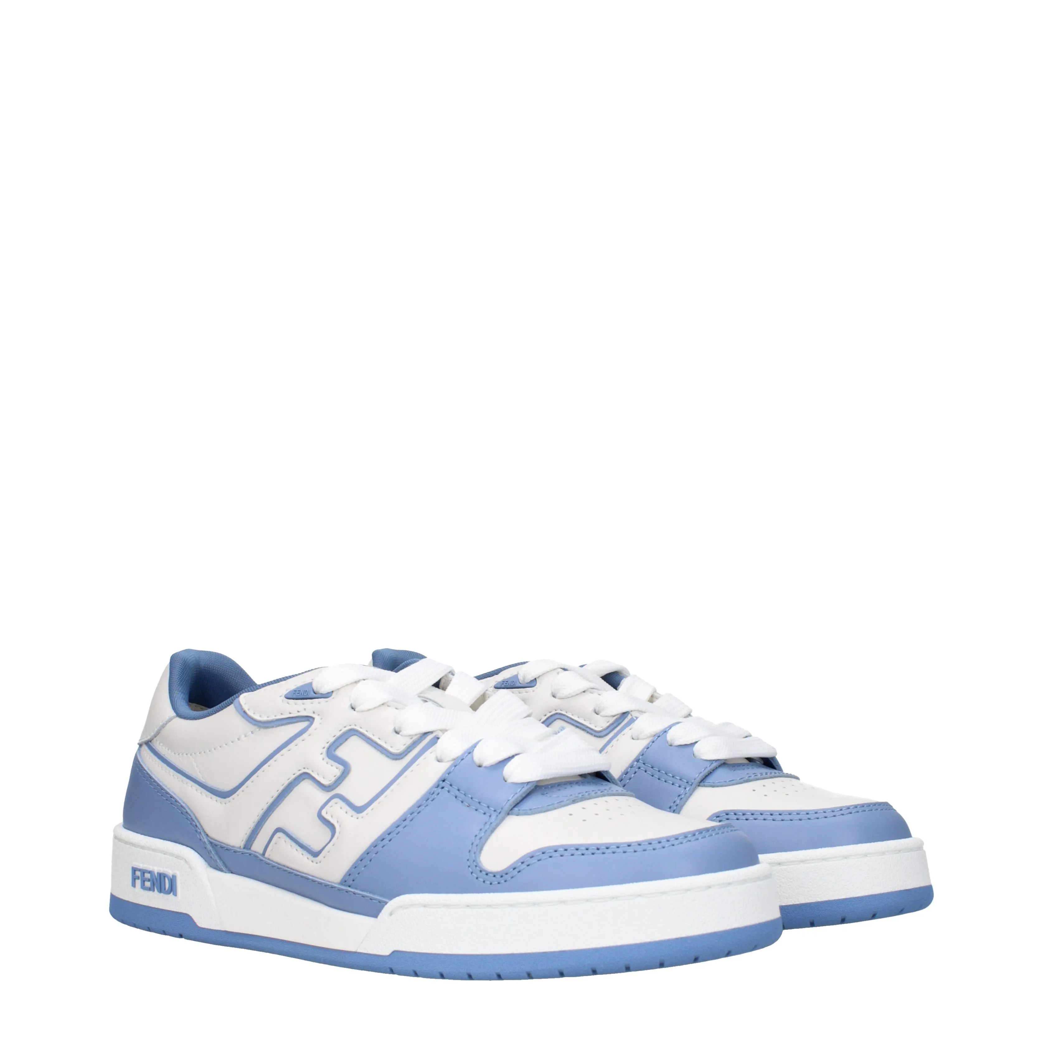 Fendi Sneakers Match Donna Pelle Bianco/Cielo