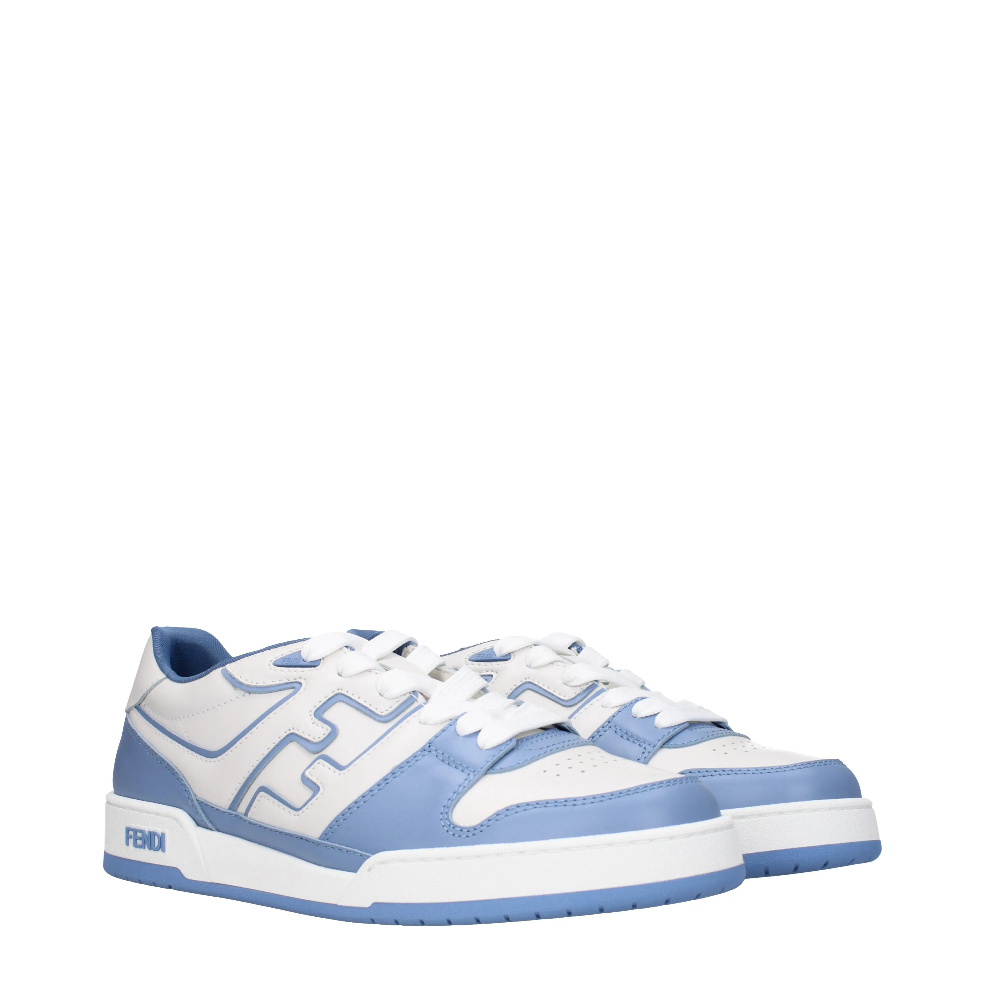 Fendi Sneakers Match Uomo Pelle Bianco/Cielo