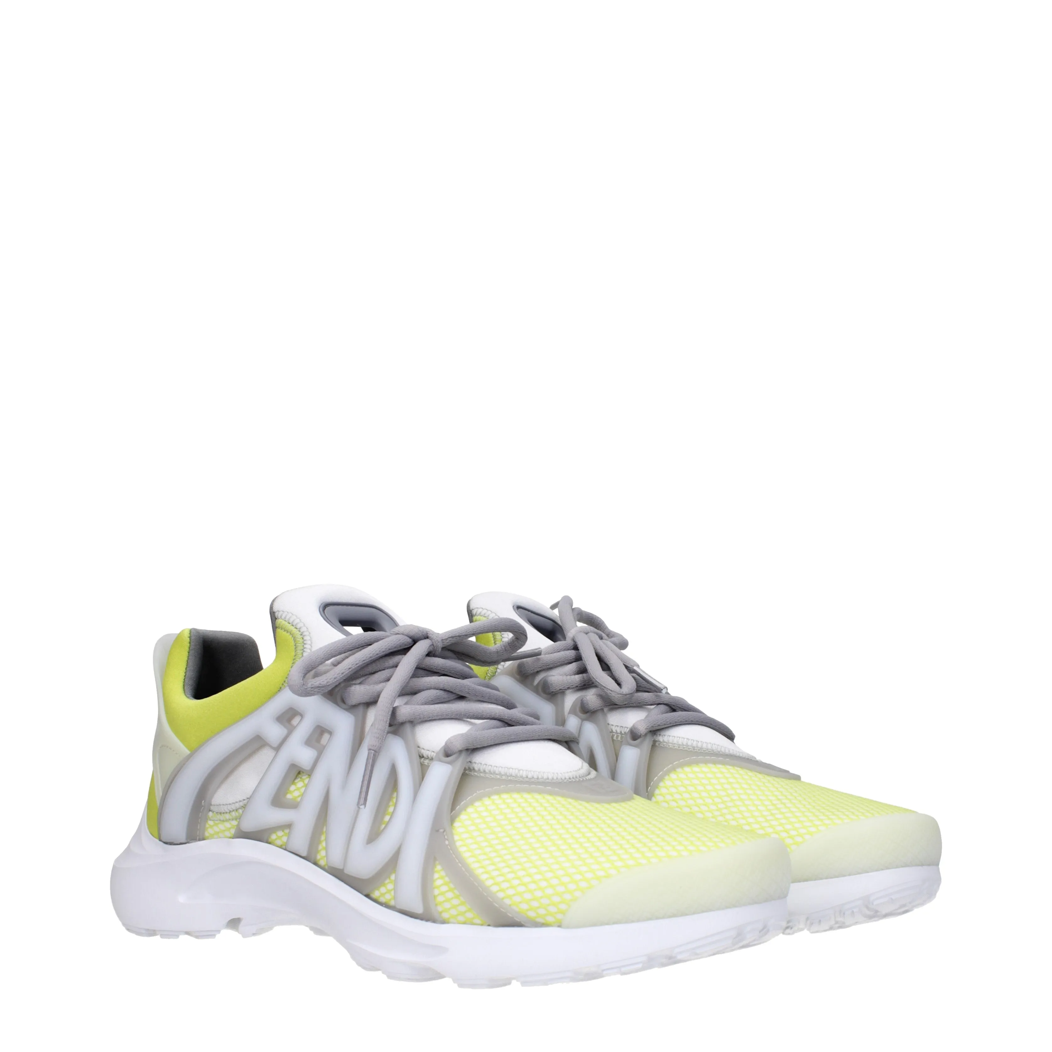 Fendi Sneakers Uomo Tessuto Giallo/Ghiaccio